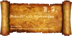 Makróczi Hieronima névjegykártya